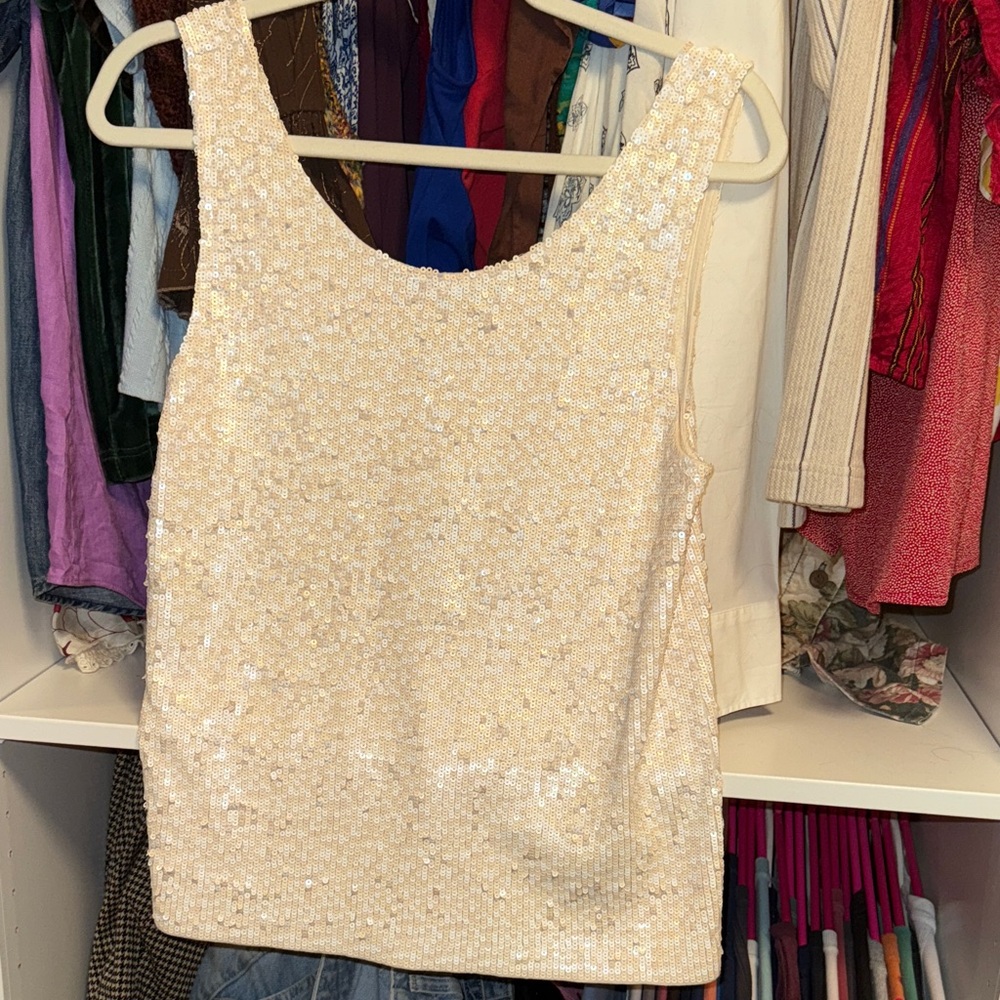 J. Crew Sequin Tank Top - Cream